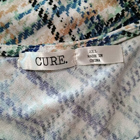 NWT: CURE Sze 2XL Blue Plaid Keyhole Neck Tunic Top - Picture 3 of 4